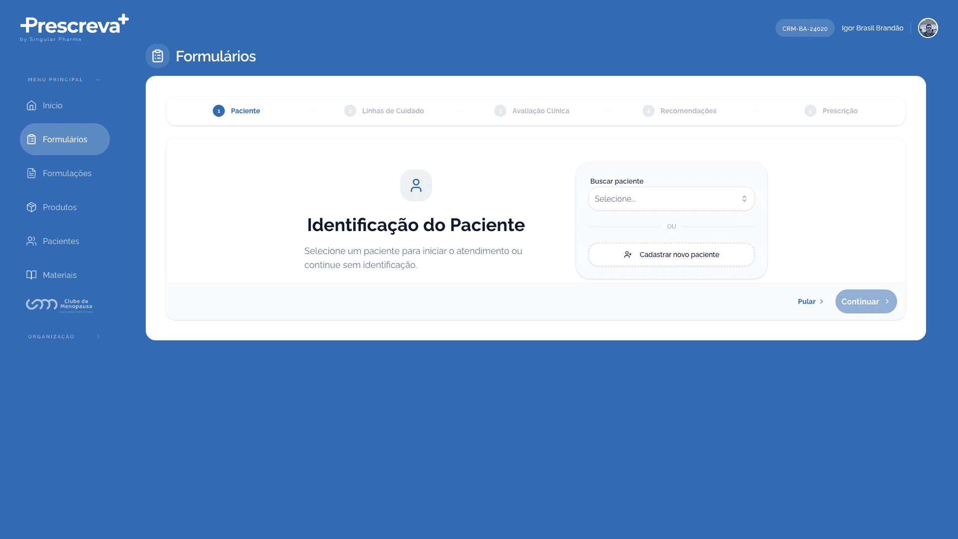 Etapa 1: identificação do paciente